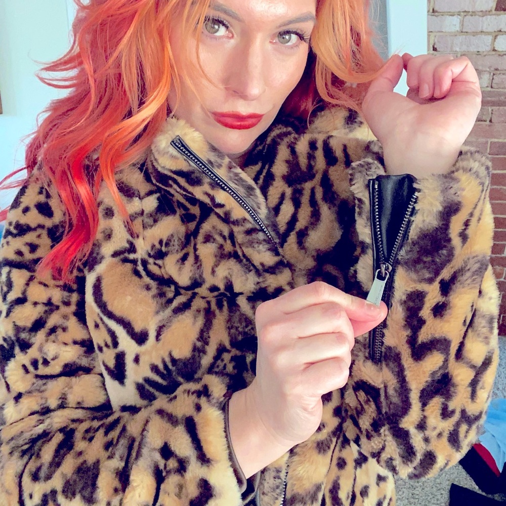 BCBGeneration leopard moto jacket, Medium.